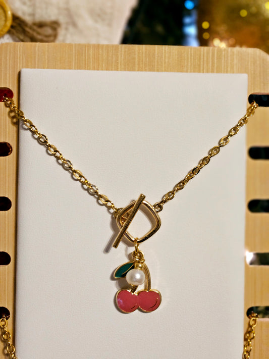 Pearl cherry necklace