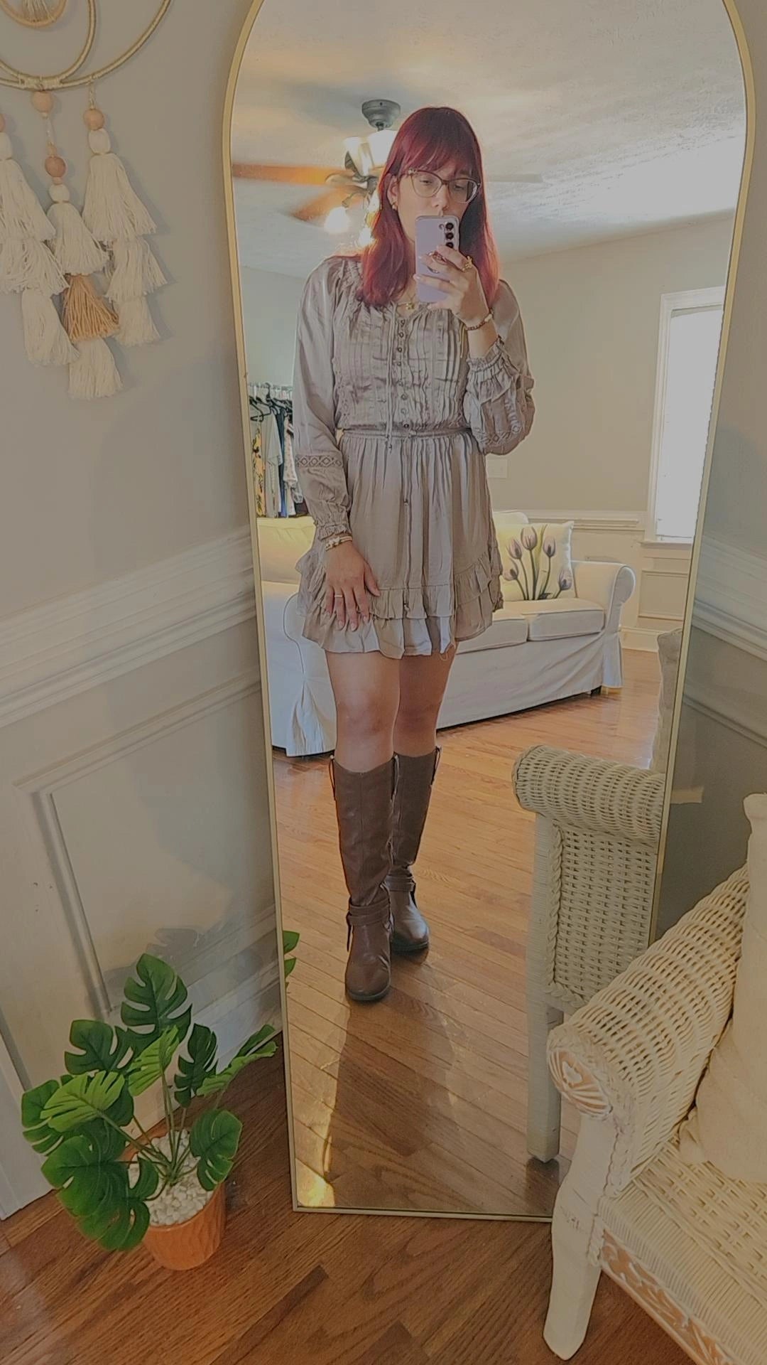 Long sleeve mini dress with ruffles