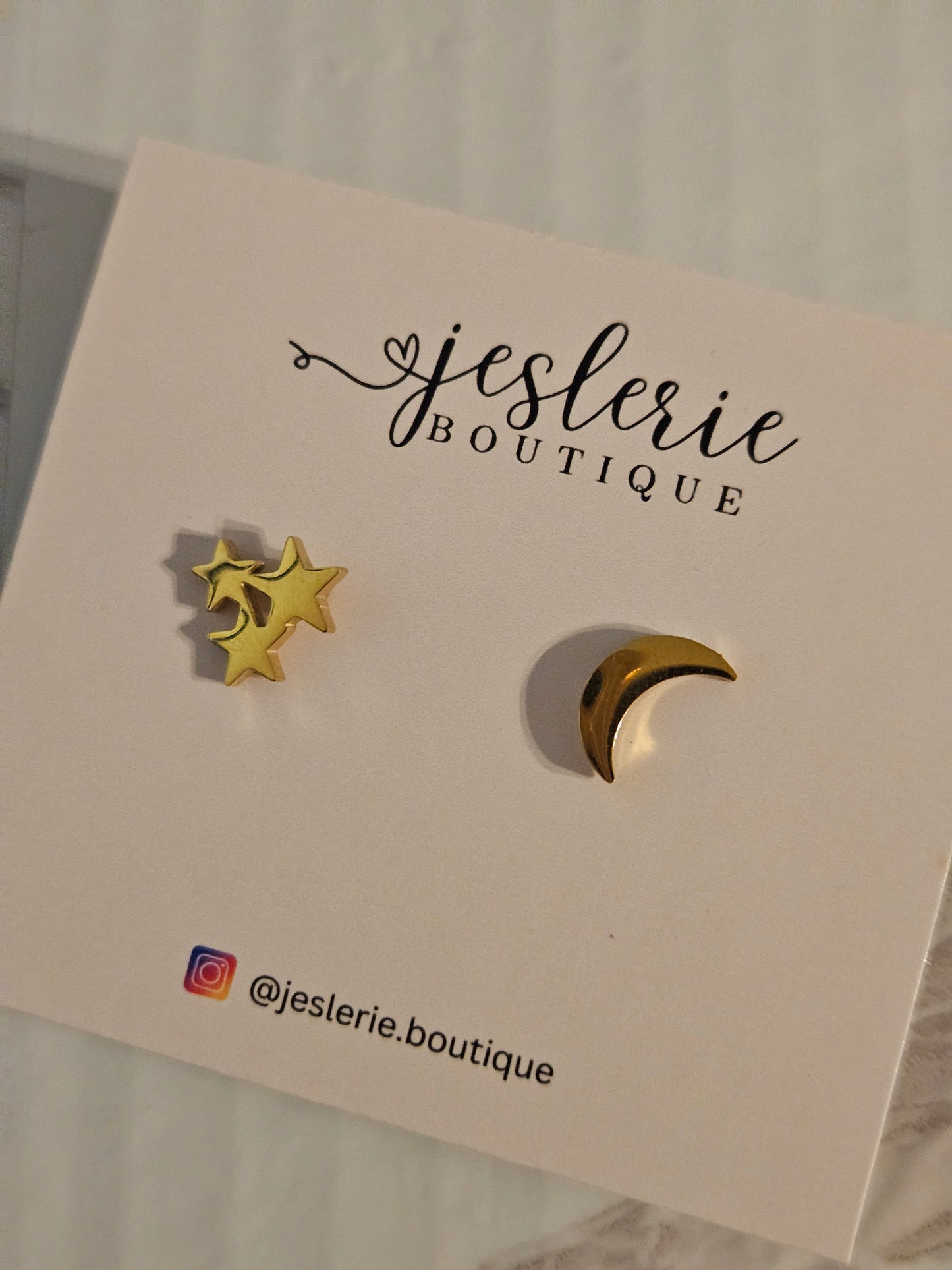 Moon and stars studs