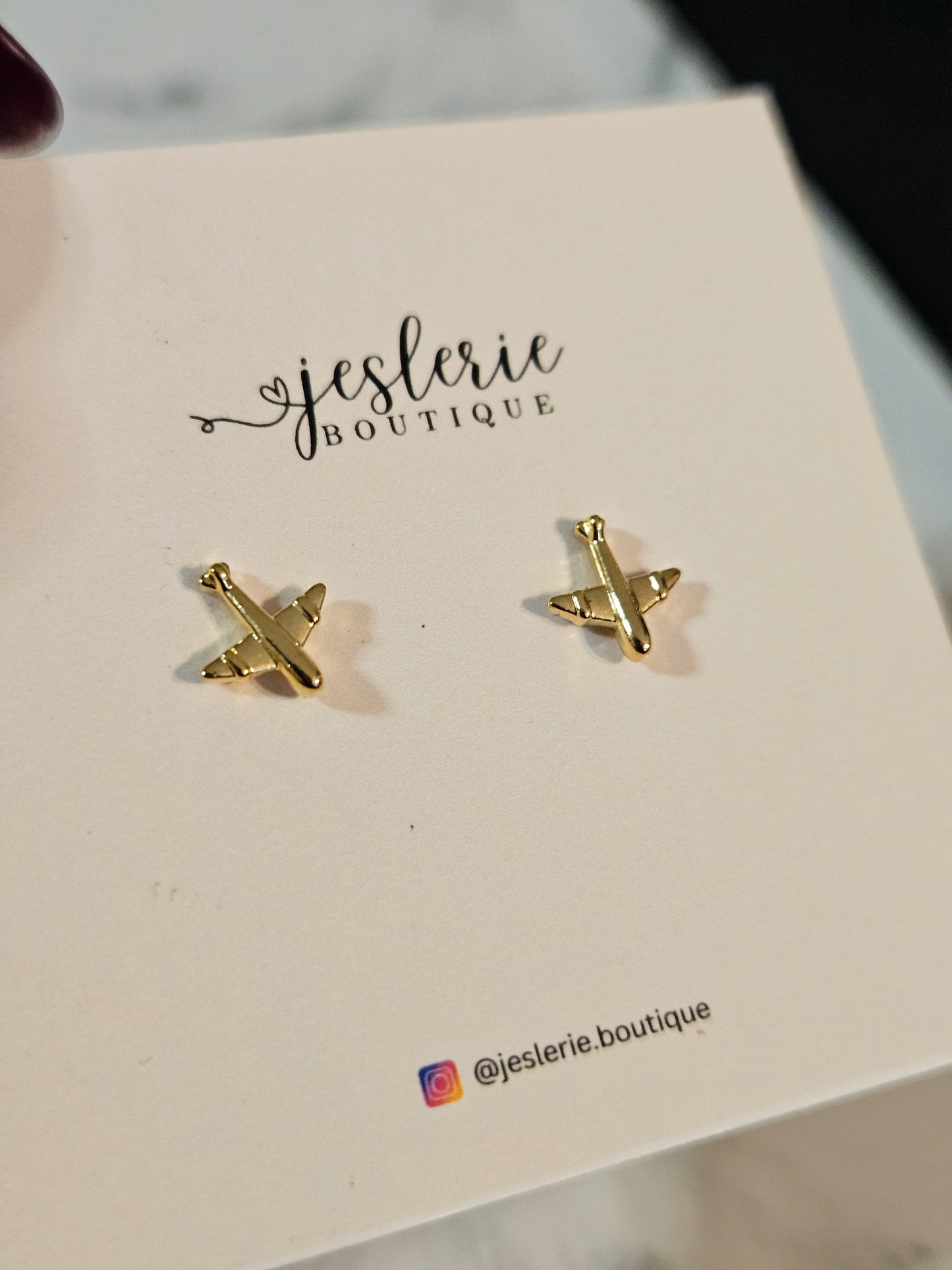 Airplane mini stud earrings