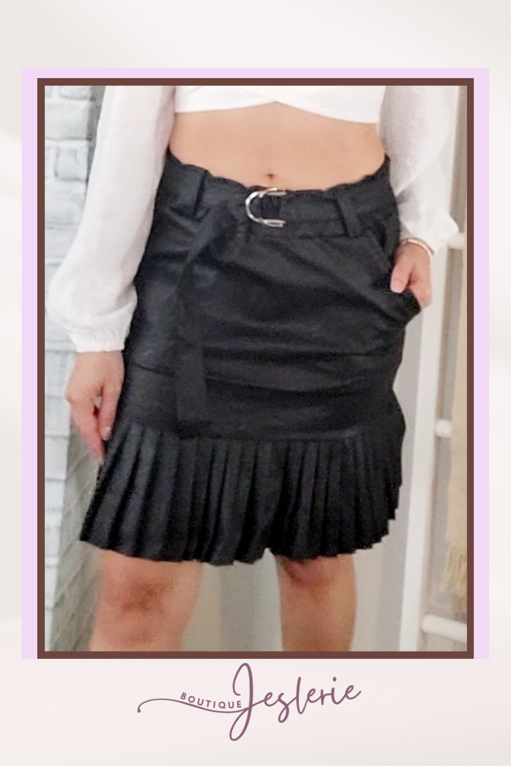 Faux Leather Pleated Mini Skirt